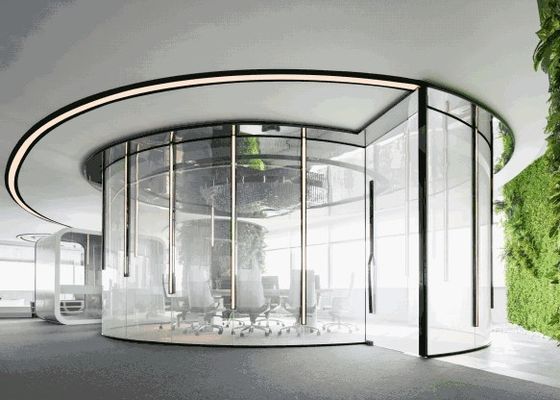 Le lieu de réunion AC48V a courbé le Smart Glass permutable d'affichage à cristaux liquides de panne d'électricité