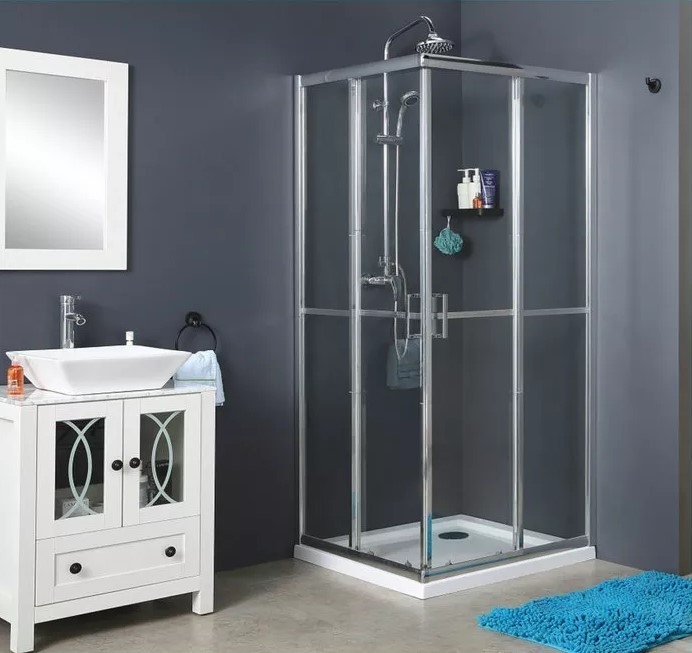 La clôture coulissante de douche de classique faisant le coin de charnière a clairement fixé deux la porte en verre 6mm